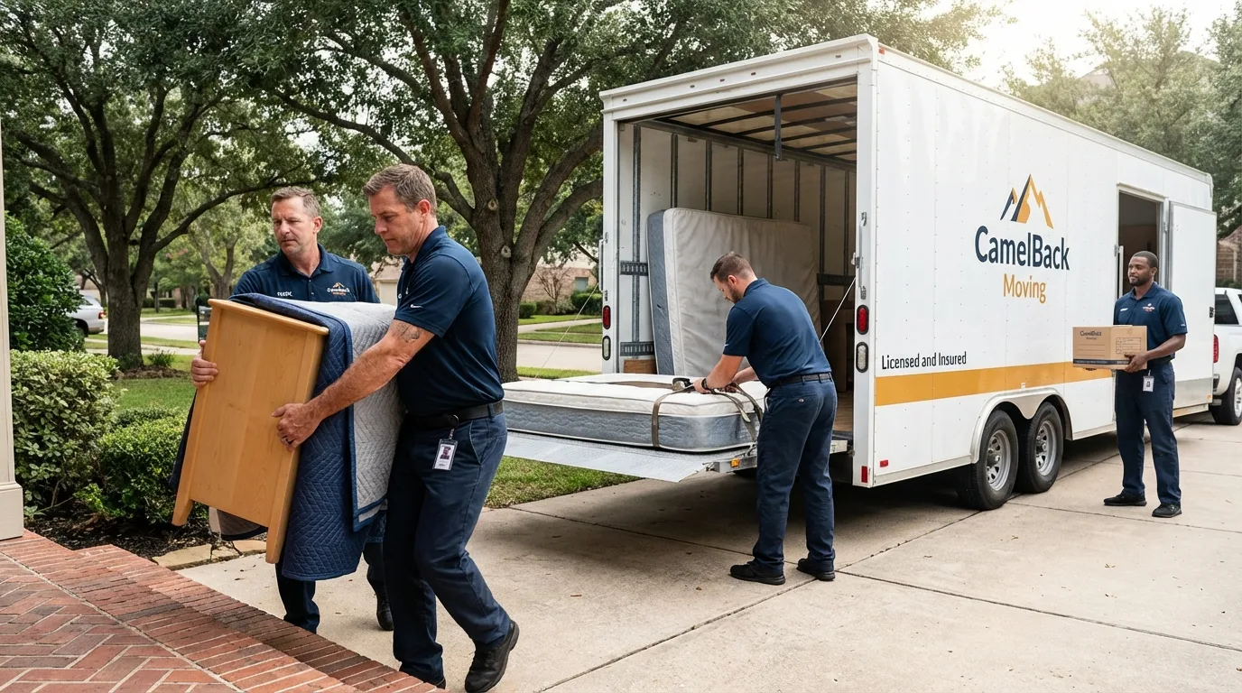 Crew loading residential truck for cross-state move from Clinton, OH