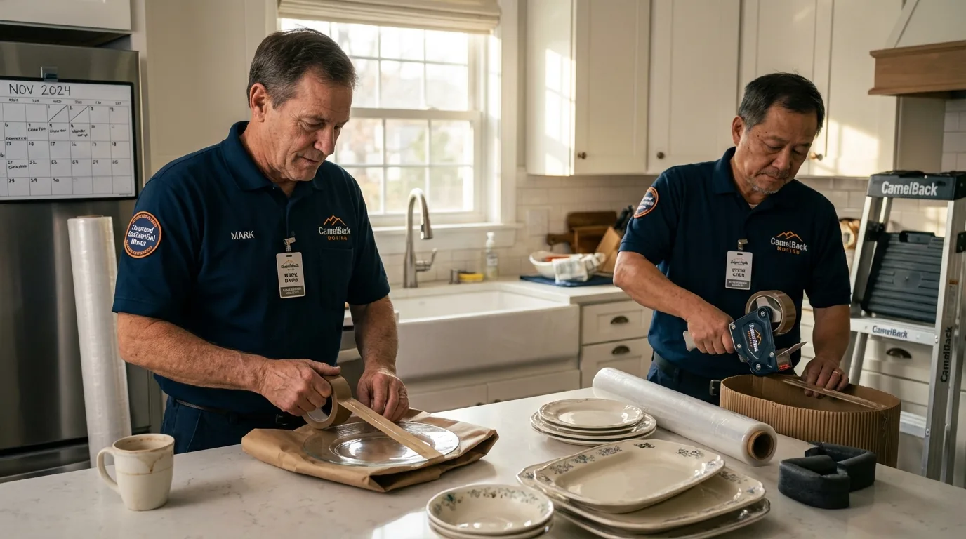 Professional crew packing kitchen dishware in Clinton, OH